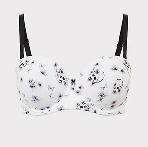 Torrid White Skull Butterfly Push-Up Strapless Bra